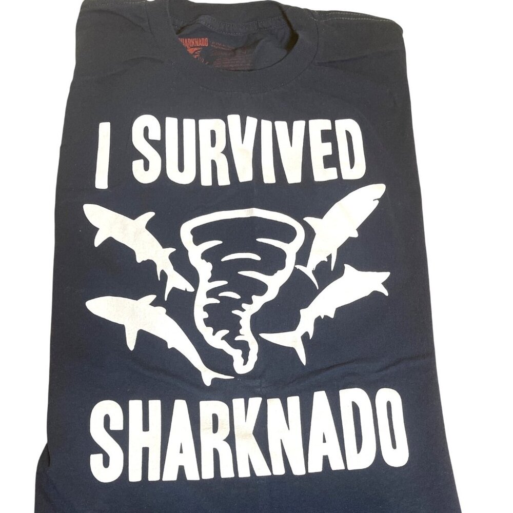 Sharknado Adult 2X Cotton T-Shirt Navy Cult Shark Film Funny Comedy Horror NWOT - Picture 9 of 10
